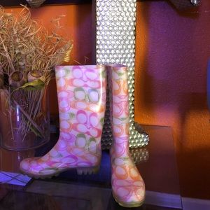 Multi colored rain boots